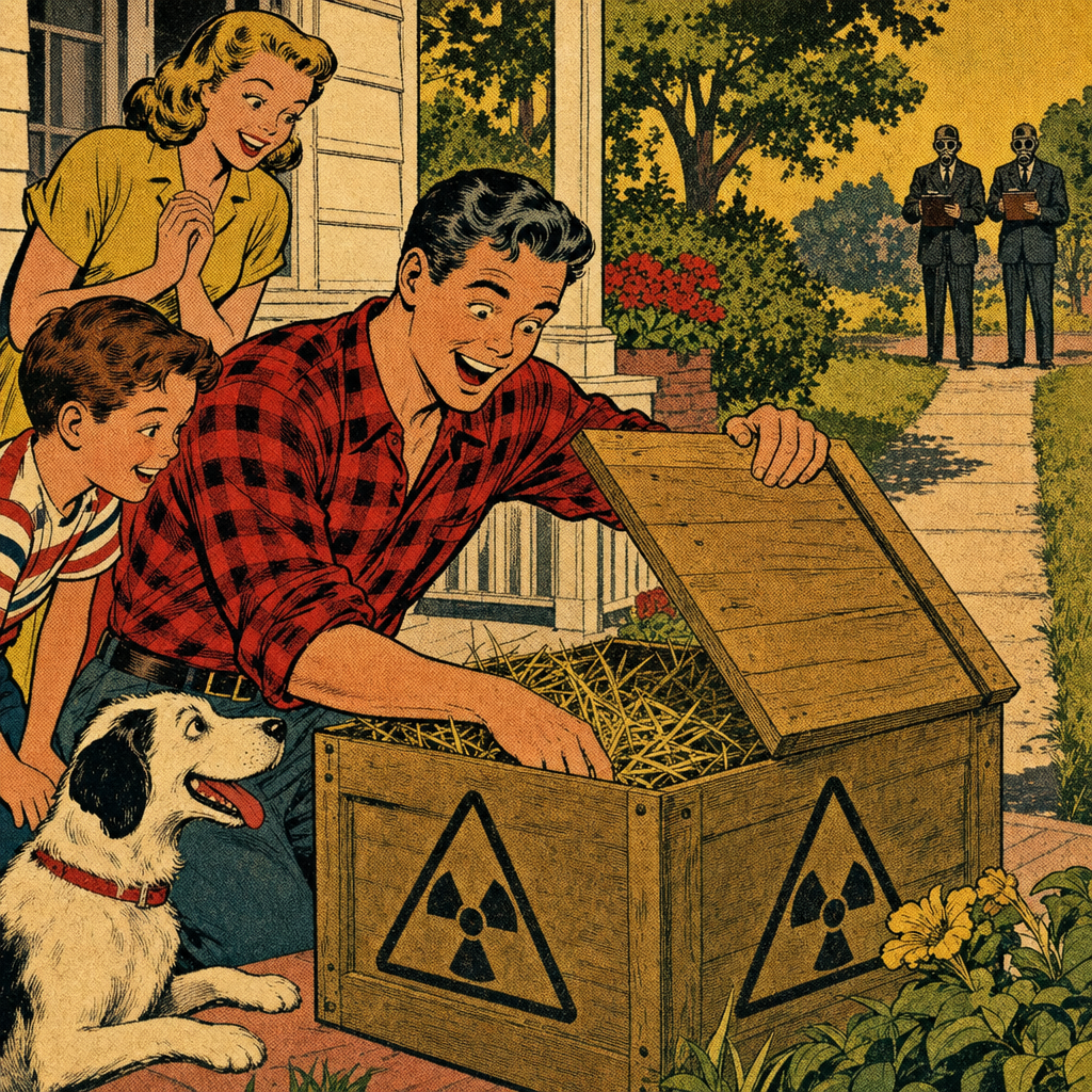 The crate arrives on the porch
